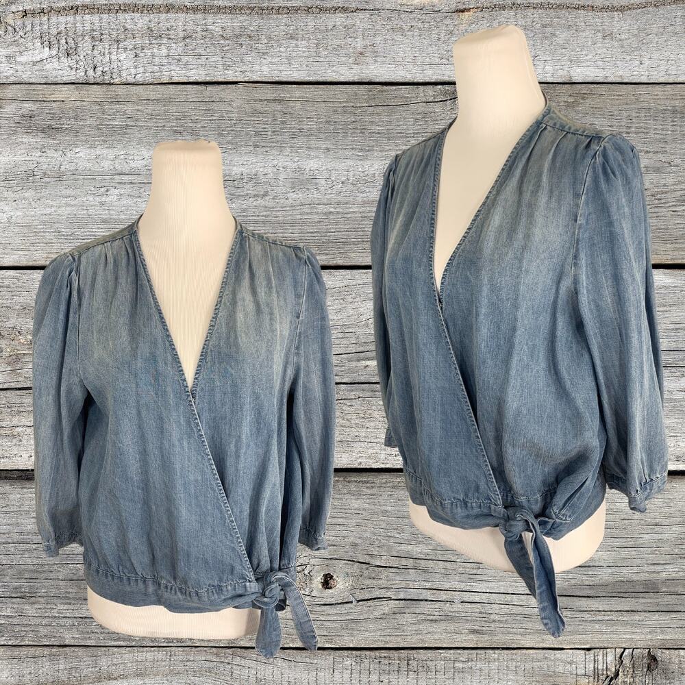 Denim Blouse Rustic Luxury Boho Gypsy Romantic Coastal ShabbyChic Wrap Nordstrom